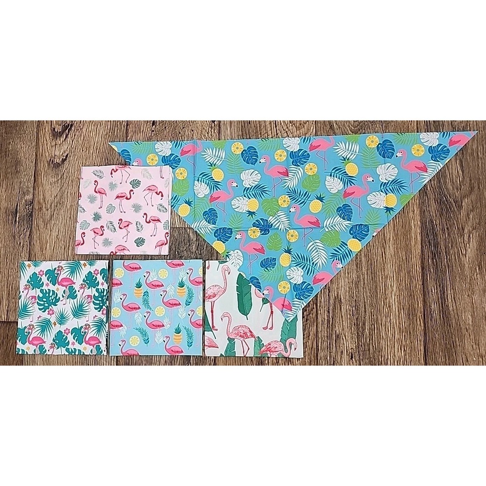 Dog Bandanas 5 Pink Flamingo Scarf Grooming Tropical Spring Summer 25 x 17 Lot